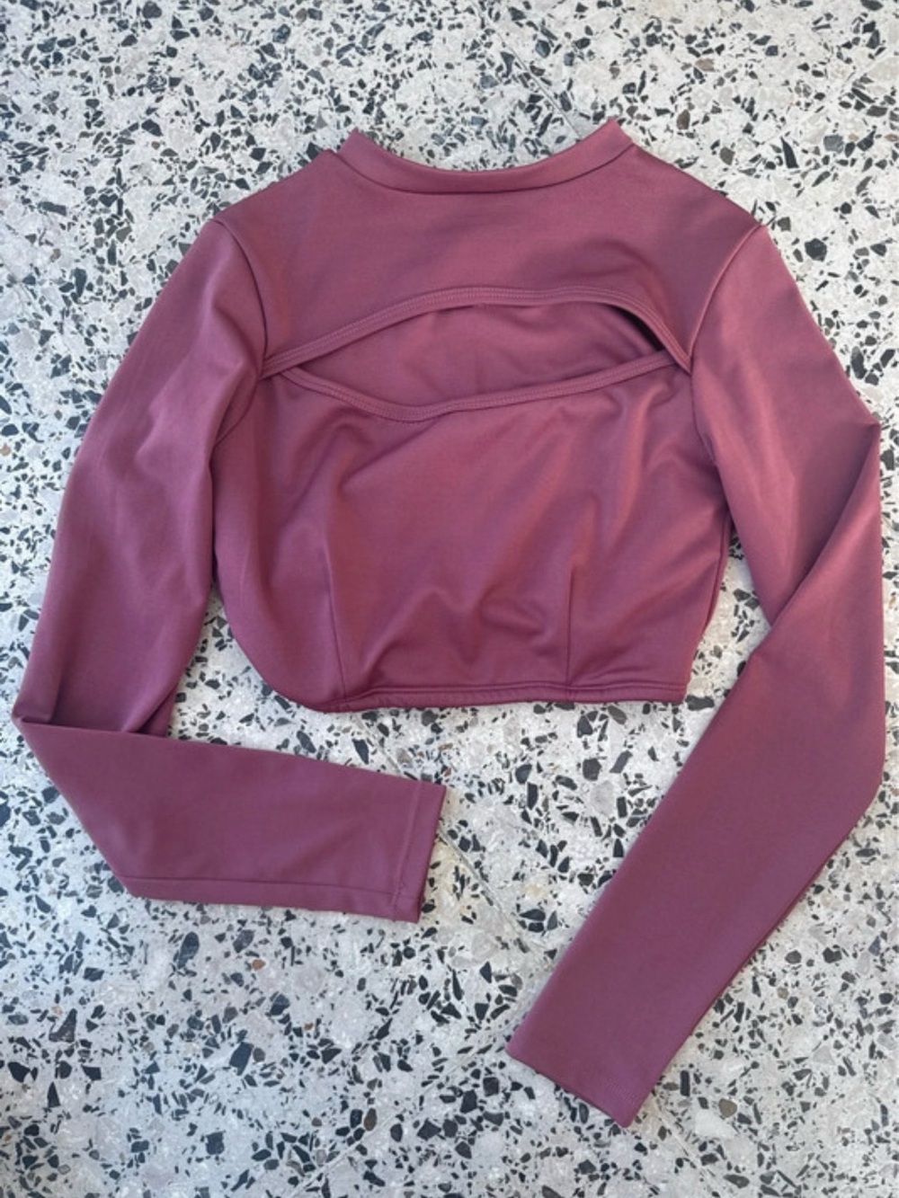 Source Unknown Mauve Long-Sleeve Cutout Crop Top
